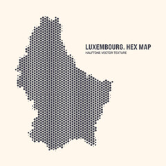 Luxembourg Map Vector Hexagonal Halftone Pattern Isolate On Light Background. Hex Texture in the Form of a Map of Luxembourg. Modern Tech Contour Map of Luxembourg for Design or Business Projects - 778928979