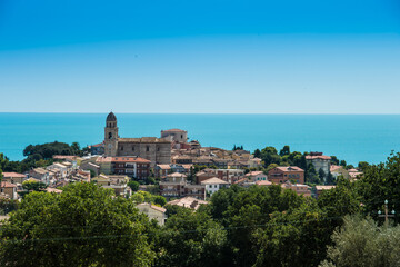 Fototapeta na wymiar Ancona Conero regional park Sirolo is a typical village overlooking the adriatic sea