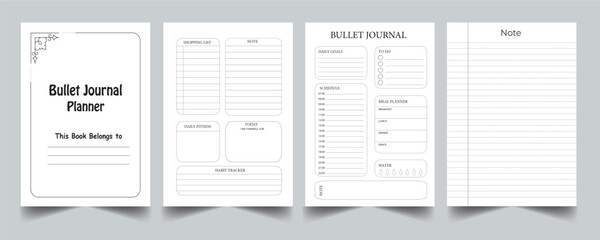 Bullet Journal Planner Printable template design.