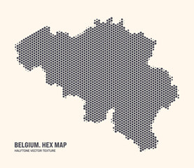 Belgium Map Vector Hexagonal Halftone Pattern Isolate On Light Background. Hex Texture in the Form of a Map of Belgium. Modern Technological Contour Map of Belgium for Design or Business Projects - 778929737