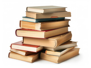 A stack of books. The books are of various sizes and colors