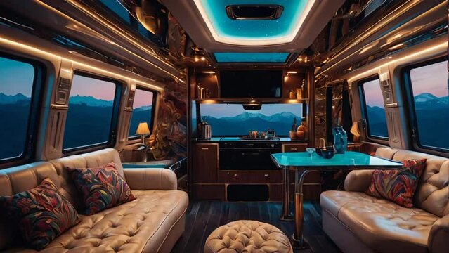 Interior of a comfortable motorhome