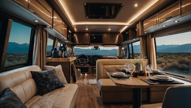 Interior of a comfortable motorhome
