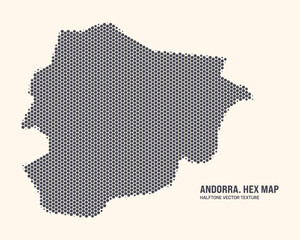 Andorra Map Vector Hexagonal Halftone Pattern Isolate On Light Background. Hex Texture in the Form of a Map of Andorra. Modern Technological Contour Map of Andorra for Design or Business Projects - 778930983