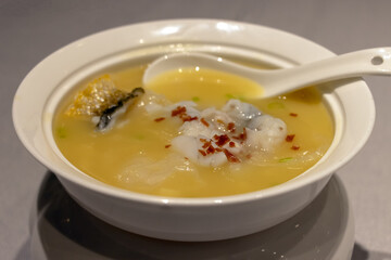 Chinese dish yellow croaker soup, Chinese thick soup, photographed in Shanghai, China