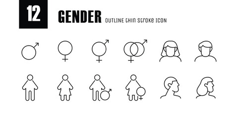 gender outline thin icon vector design good for website and mobile app - obrazy, fototapety, plakaty