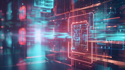 Document file, Digital Realms Illuminated: Folder Technology meets art in a futuristic space, blending light and data into a captivating backdrop