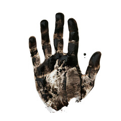 Black-painted hand on white background. Striking contrast and visual impact for artistic concepts png