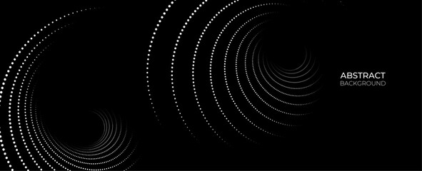 Black abstract background with spiral shapes. Technology futuristic template. Modern graphic design element lines style concept for banner, flyer, card, or brochure cover. Vector illustration