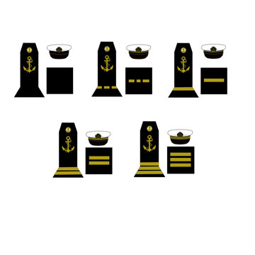 Ensemble des galons de l'arm&eacute;e de la marine nationale fran&ccedil;aise des officiers sublaternes