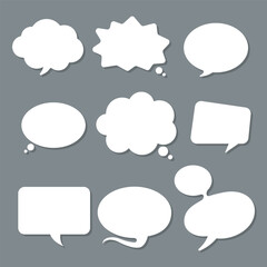 Dialog box icon, message template. Different shape of empty balloons for talk on isolated background