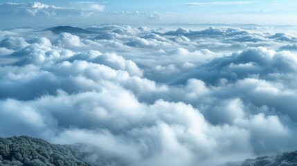 Fototapeta premium A panoramic view of numerous clouds against the backdrop of a majestic mountain range