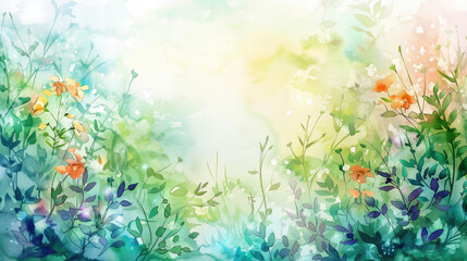 Produce a watercolor wash with soft pastel tones reminiscent of a springtime garden