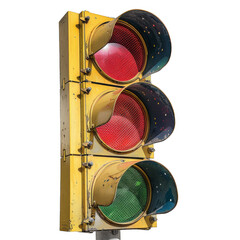 Isolated traffic light on clear background. Crucial indicator for regulating vehicles at intersections png