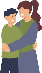 Flat design mother and son silhouette