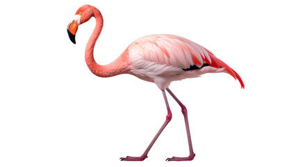 Tropical pink flamingo bird isolated on transparent background