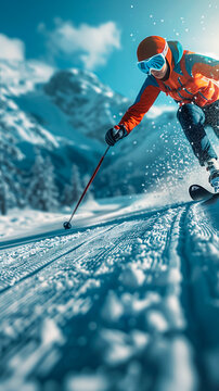 Mountain skier competing in the Paris 2024 Olympic Games