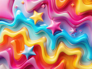 Star futuristic background, 3D render clay style, Abstract geometric shape theme, colorful - obrazy, fototapety, plakaty