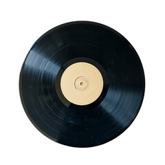 Old vinyl record isolated on white, transparent cutout