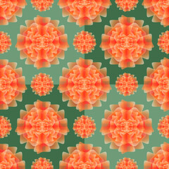 seamless pattern with flowers, abstract vector design, summer pattern in orange red and green, abstract summer flowers abstract graphic ornament, ideal for fashion, textiles and paper design	