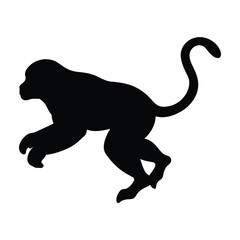 silhouette of a chimpanzee on white