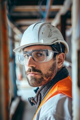 Engineer with Hardhat at Industrial Facility