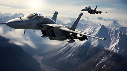 In the sky, a military jet fighter plane Combat military fighters launch quickly and quickly to track and strike targets.



 - obrazy, fototapety, plakaty