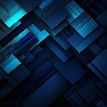 Indigo and black modern abstract squares background with dark background in blue striped in the style of futuristic chromatic waves, colorful minimalism pattern 