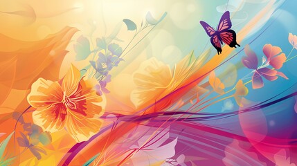 Colorful Floral Butterfly Vector Illustration