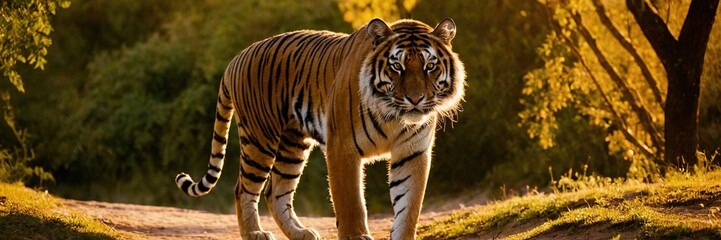 Obraz premium Close-up of a Sumatran tiger in a jungle.with Generative AI technology