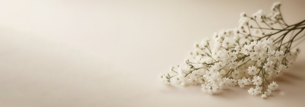 Delicate Blooms - Baby's Breath on Soft Beige - Symbol of Innocence and Purity