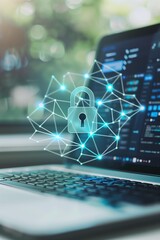 Holographic Cybersecurity Lock on Laptop Keyboard