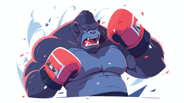 Roar gorilla with boxing head guard vector illustra