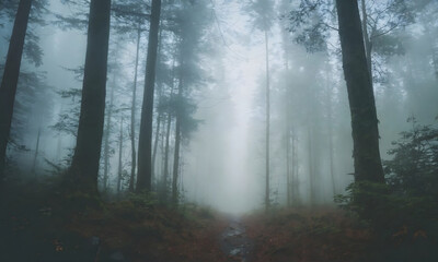 Obraz premium fog, smoke in the woods