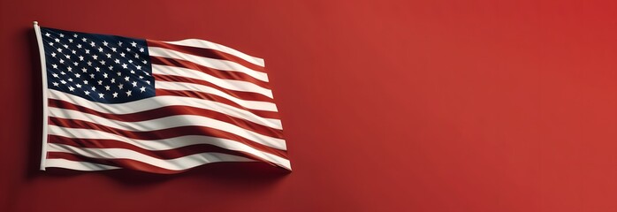 Waving US American flag with copy space blank for text, US elections, US Independence Day design