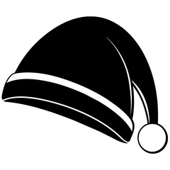 illustration of a cap, black santa cap silhouette vector illustration,icon,svg,cap characters,Holiday t shirt,Hand drawn trendy Vector illustration,christmas cap on black background