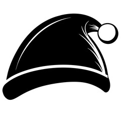 illustration of a cap, black santa cap silhouette vector illustration,icon,svg,cap characters,Holiday t shirt,Hand drawn trendy Vector illustration,christmas cap on black background