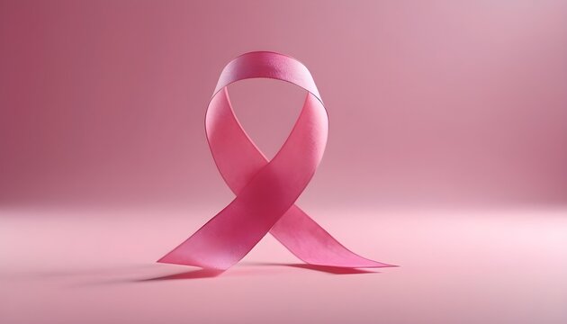 World cancer awareness day concept with 3D pink ribbon in pink backdrop