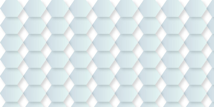 Abstract hexagon white background with shadow .white background Futuristic blue neon honeycombs. Modern technology design. Vector illustration.	
