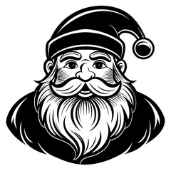 illustration of a santa, black santa face silhouette vector illustration,icon,svg,cap characters,Holiday t shirt,Hand drawn trendy Vector illustration,christmas cap on black background