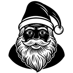 illustration of a santa, black santa face silhouette vector illustration,icon,svg,cap characters,Holiday t shirt,Hand drawn trendy Vector illustration,christmas cap on black background