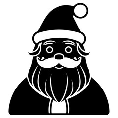 illustration of a santa, black santa face silhouette vector illustration,icon,svg,cap characters,Holiday t shirt,Hand drawn trendy Vector illustration,christmas cap on black background