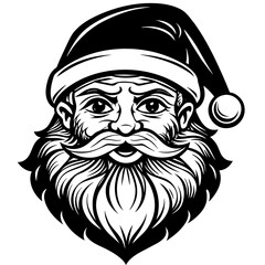 illustration of a santa, black santa face silhouette vector illustration,icon,svg,cap characters,Holiday t shirt,Hand drawn trendy Vector illustration,christmas cap on black background