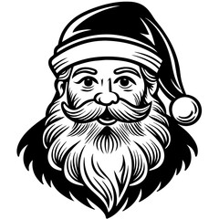 illustration of a santa, black santa face silhouette vector illustration,icon,svg,cap characters,Holiday t shirt,Hand drawn trendy Vector illustration,christmas cap on black background