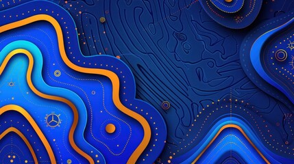 Blue and yellow abstract background with various sized circles overlapping each other