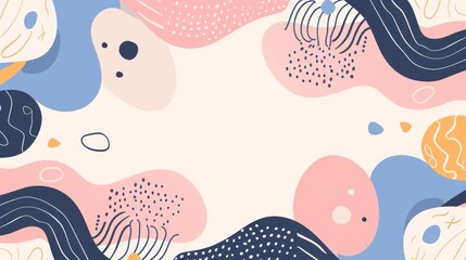 A vibrant abstract background featuring pink and blue hues with overlapping circles