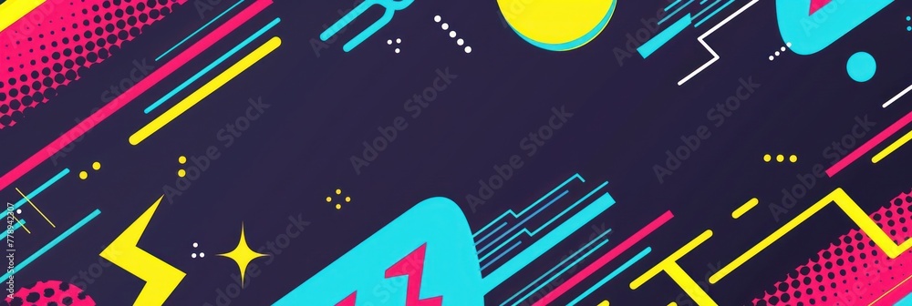 Poster colorful background filled with various lines and shapes in a dynamic composition