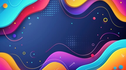 Vibrant, abstract background featuring dynamic wavy shapes in a variety of bold colors