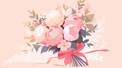 Romantic background with bouquet of peonies. All el - obrazy, fototapety, plakaty