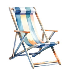 Beach chair summer concept watercolor style, illustration.